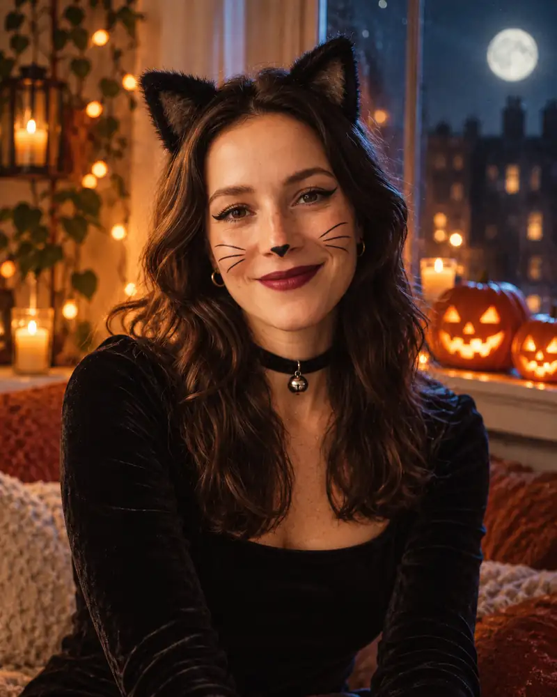 Black Cat Halloween portrait