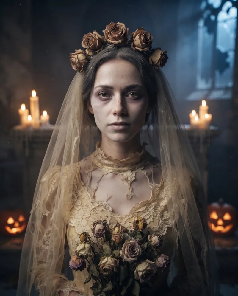 Wedding Ghost Halloween portrait